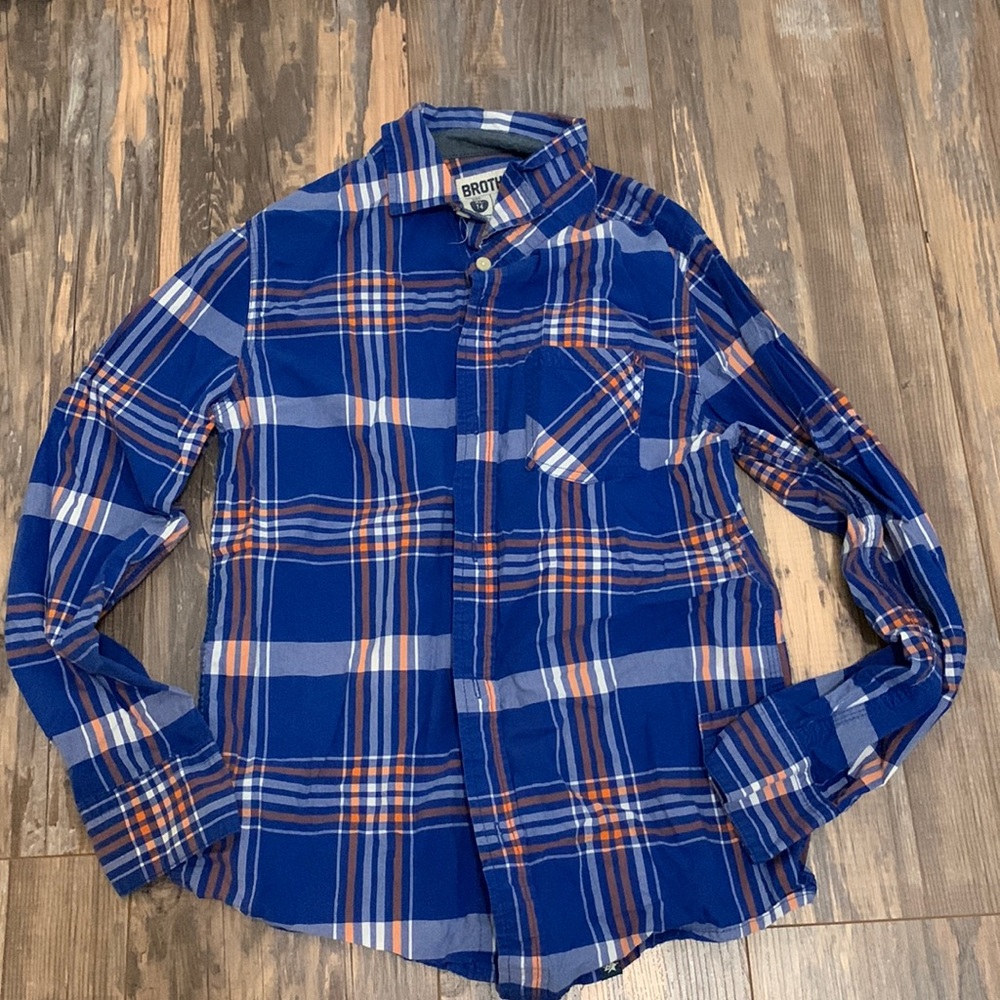 4/$20 Boys Brothers blue plaid button down shirt size XL (14)